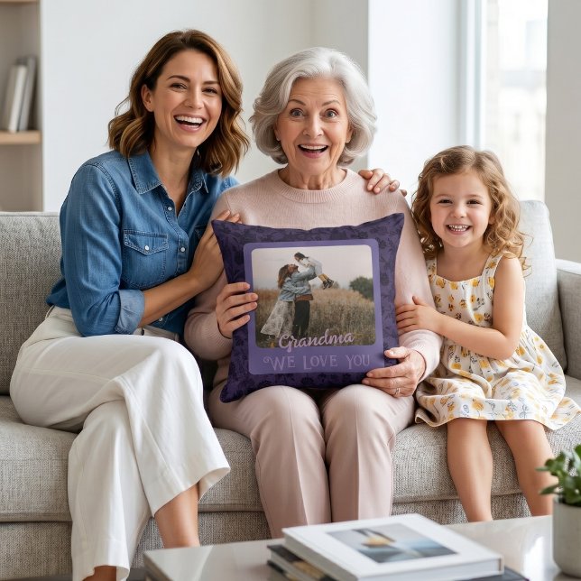 Chic Personalized Photo Text Grandparents Gift Throw Pillow (Chic Personalized Photo Text Grandparents Gift Throw Pillow)