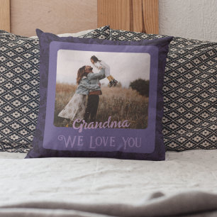 Chic Personalized Photo Text Grandparents Gift Throw Pillow
