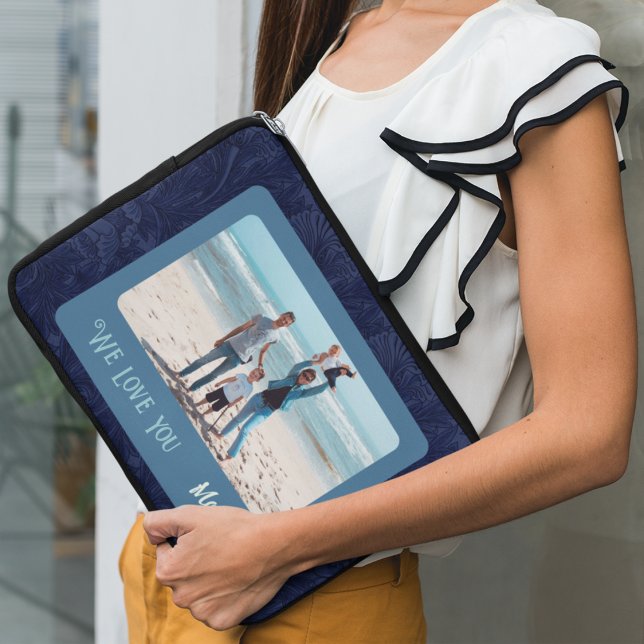 Chic Personalized Photo Text Mothers' Day Gift Laptop Sleeve (Creator Uploaded)