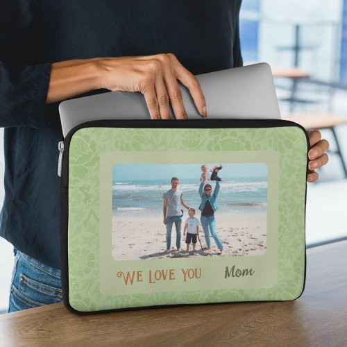 Chic Personalized Photo Text Mothers Day Gift Laptop Sleeve