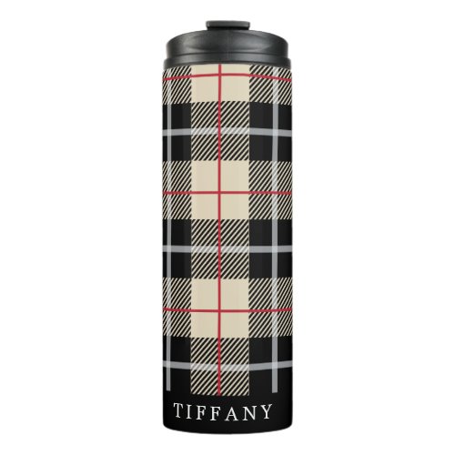 Chic Personalized Thompson Camel Plaid Pattern Thermal Tumbler