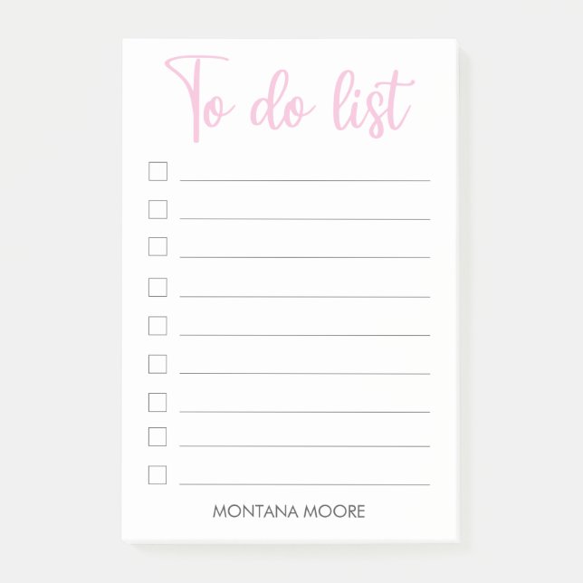Chic Personalized To Do List Pink Handwritten Post-it Notes (Front)