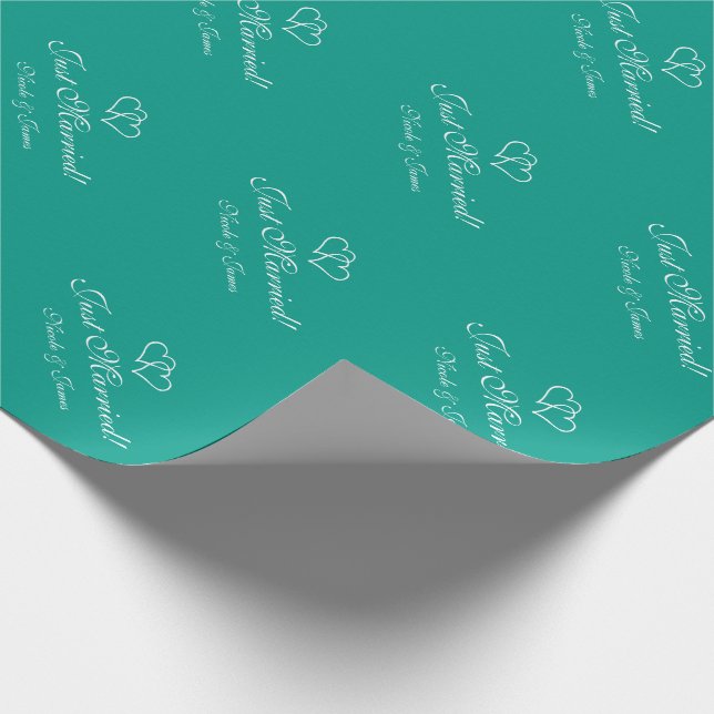 Chic personalized turquoise wedding wrappingpaper (Corner)