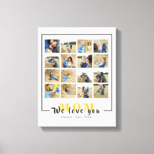 Chic Personalized We Love You Mom Photos Collage Canvas Print