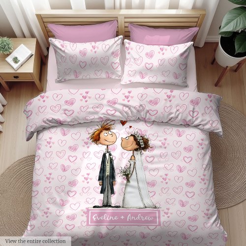 Chic Personalized Wedding Couple Duvet Cover Humor