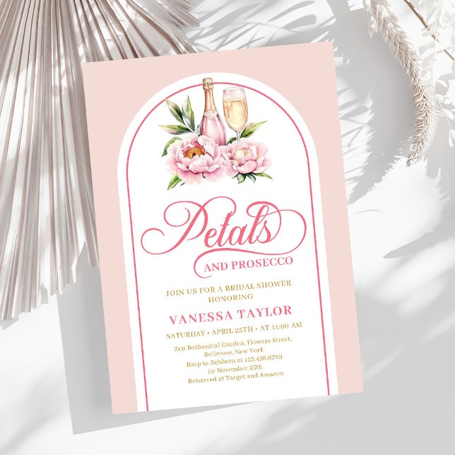Chic petals and prosecco blush gold bridal shower invitation (Chic petals and prosecco blush gold bridal shower)