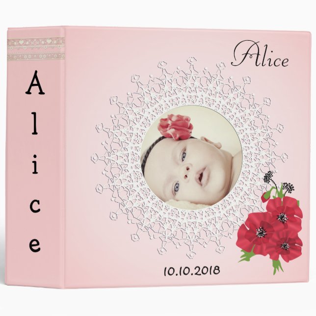 Chic photo album for baby girl 3 ring binder (Front/Spine)