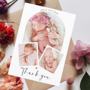 Chic Photo Arch Collage Baby Shower Thank You Postcard