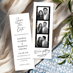 Chic Photo-booth Filmstrip Wedding Save The Date Bookmarks