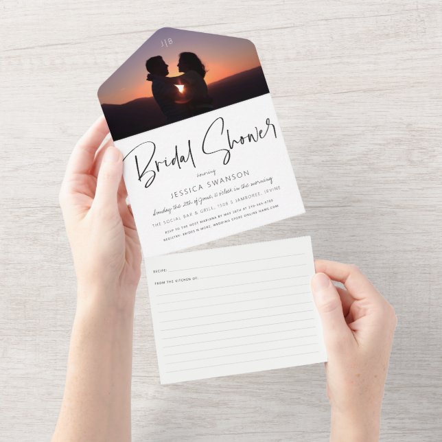 Chic Photo Bridal Shower Invitation + Recipe Card2 (Tearaway)