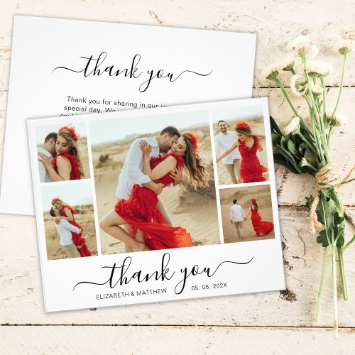 Chic Photo Collage Budget Wedding Thank You Flyer
