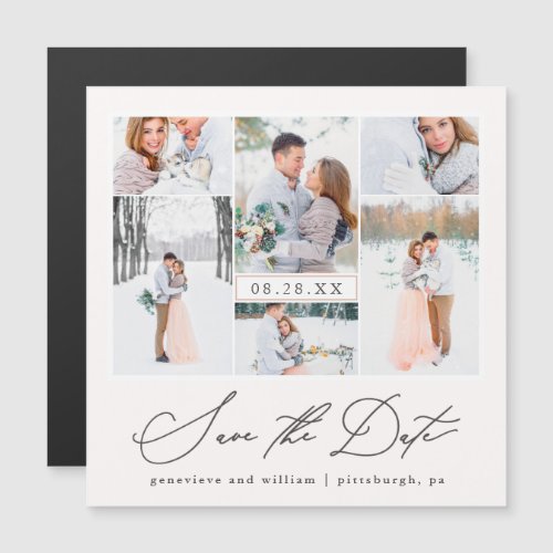 Chic Photo Collage Magnetic Wedding Save the Date