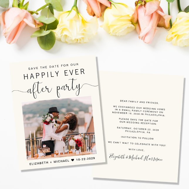 Chic Photo Cream Wedding Reception Save the Date (Creator Uploaded)