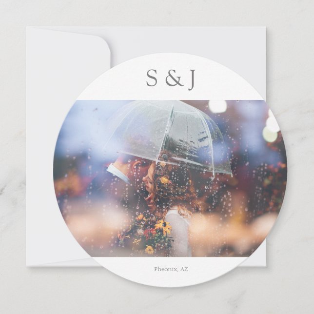 Chic Photo Elegant Modern Circle Minimalist Gray Invitation (Front)