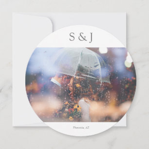 Chic Photo Elegant Modern Circle Minimalist Gray Invitation