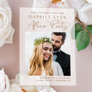 Chic Photo Gold Wedding Reception Save The Date Acrylic Invitations