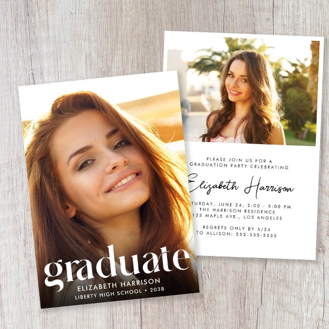 Chic Photo Graduation Party Invitation (Chic Photo Graduation Party Invitation)