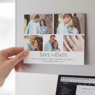 Chic Photo Grid Wedding Save the Date magnetic Invitation