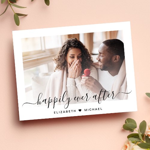 Chic Photo Happily Ever After Engagement Announcement Postcard
