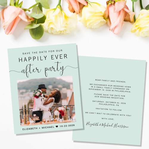 Chic Photo Mint Wedding Reception Save the Date