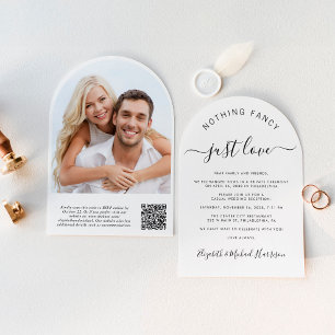 Chic Photo QR Code Arch Wedding Reception Invitation