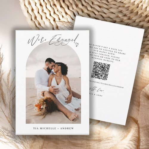 Chic Photo QR Code Wedding Engagement Announcement