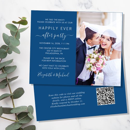 Chic Photo QR Code Wedding Reception Invitation