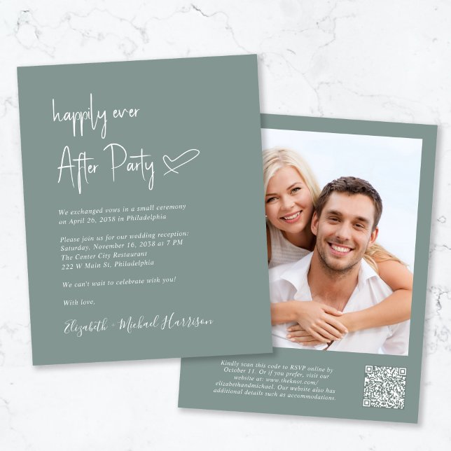 Chic Photo QR Code Wedding Reception Invitation (Creator Uploaded)