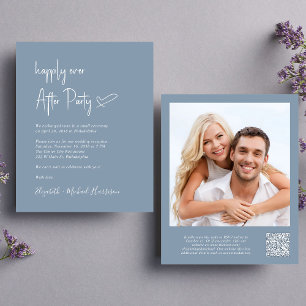 Chic Photo QR Code Wedding Reception Invitation