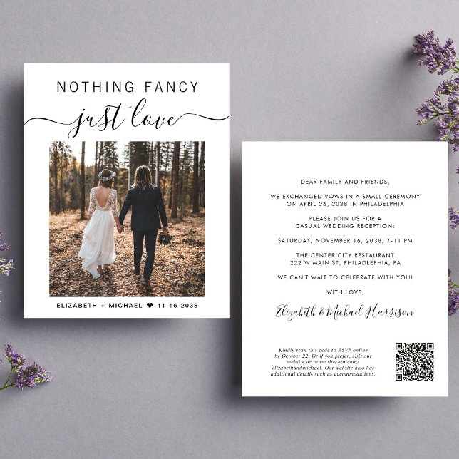 Chic Photo QR Code Wedding Reception Invitation (Creator Uploaded)