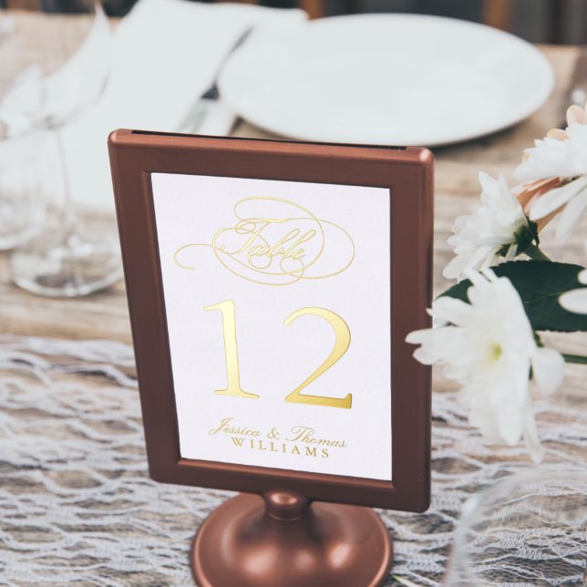 Chic Photo Real Foil Pressed Table Number Cards (Creator Uploaded)