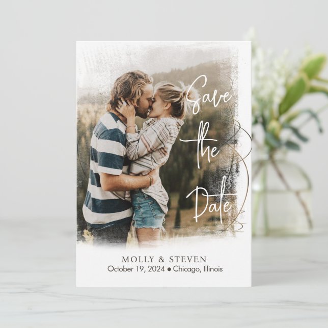 Chic Photo Save the Date Wedding Card (Standing Front)