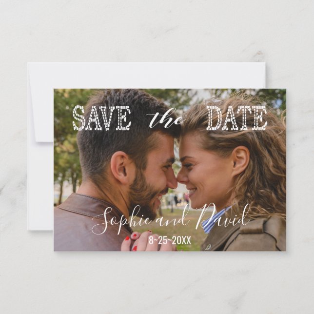 Chic Photo SAVE THE DATE Wedding Typography (Front)