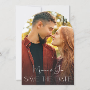 Chic Photo Suprise Verti Save the Date Arc Invitation
