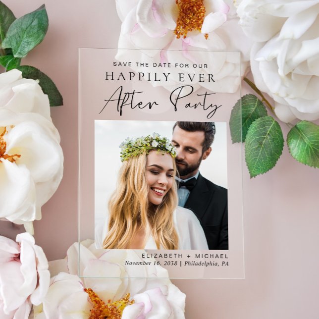 Chic Photo Wedding Reception Save The Date (Make your day unforgettable with stunning acrylic save the dates—modern, elegant, unique!)