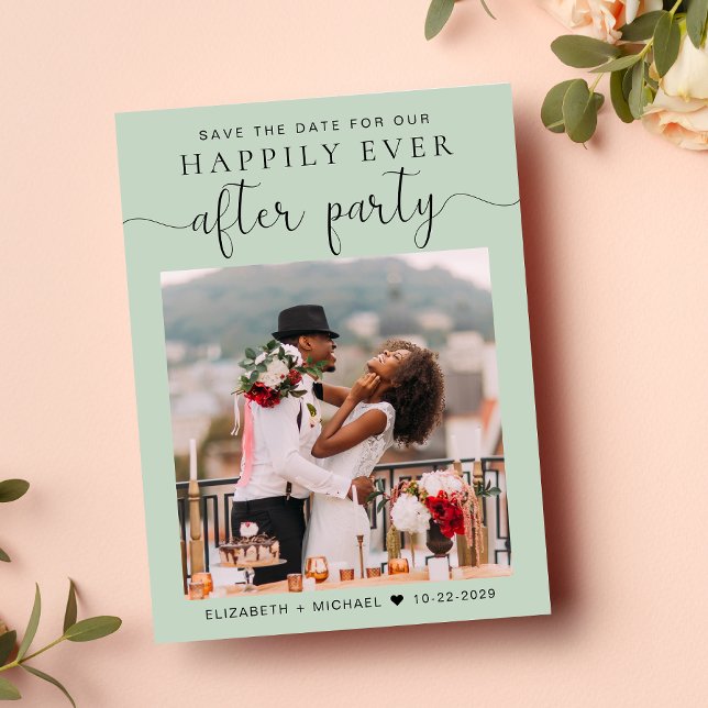 Chic Photo Wedding Reception Save the Date Announcement Postcard (A stylish save the date announcement for a reception to celebrate your elopement or private wedding)