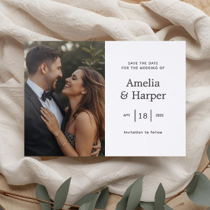 Chic Photo Wedding Save the Date Letterpress Photo Cards