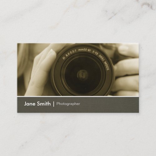 Chic Photographer Photojournalist Camera Lens Business Card Templates