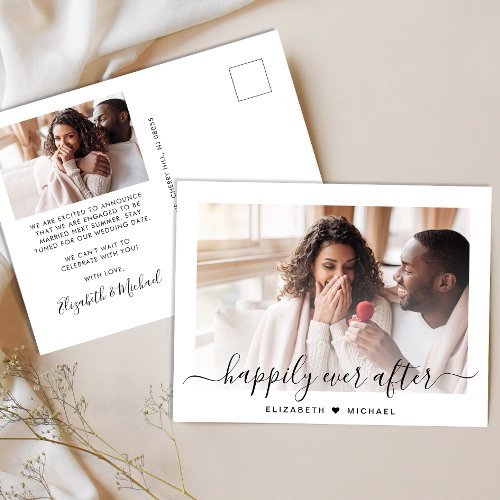 Chic Photos Happily Ever After Engagement Announcement Postcard