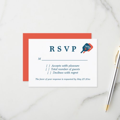 Chic pickleball wedding RSVP response cards