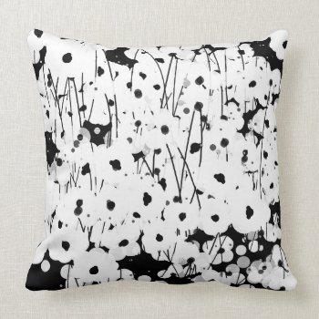 Chic Pillow_cool  Modern White Floral On Black Throw Pillow by GiftMePlease at Zazzle