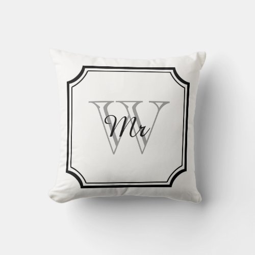 CHIC PILLOW_Mr ON GRAY MONOGRAM Throw Pillow