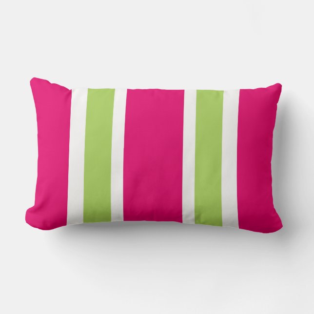 CHIC PILLOW_PRETTY 561 HOT PINK/60 GREEN STRIPES LUMBAR PILLOW (Front)