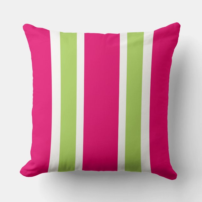 CHIC PILLOW_PRETTY 561 HOT PINK/60 GREEN STRIPES THROW PILLOW (Front)