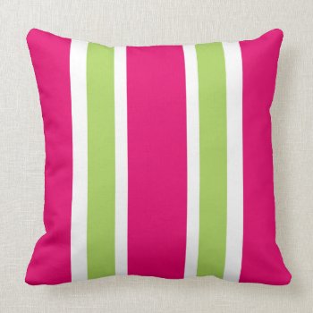 Chic Pillow_pretty 561 Hot Pink/60 Green Stripes Throw Pillow by GiftMePlease at Zazzle