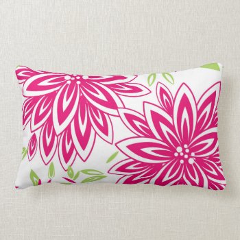 Chic Pillow_pretty 561 Hot Pink/green Floral Lumbar Pillow by GiftMePlease at Zazzle