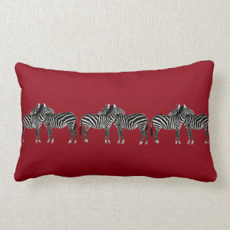 Chic pillow, zebras on deep red lumbar pillow