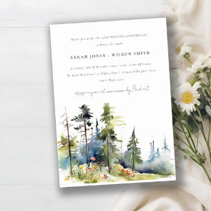 Chic Pine Forest Landscape Wedding Anniversary Invitation