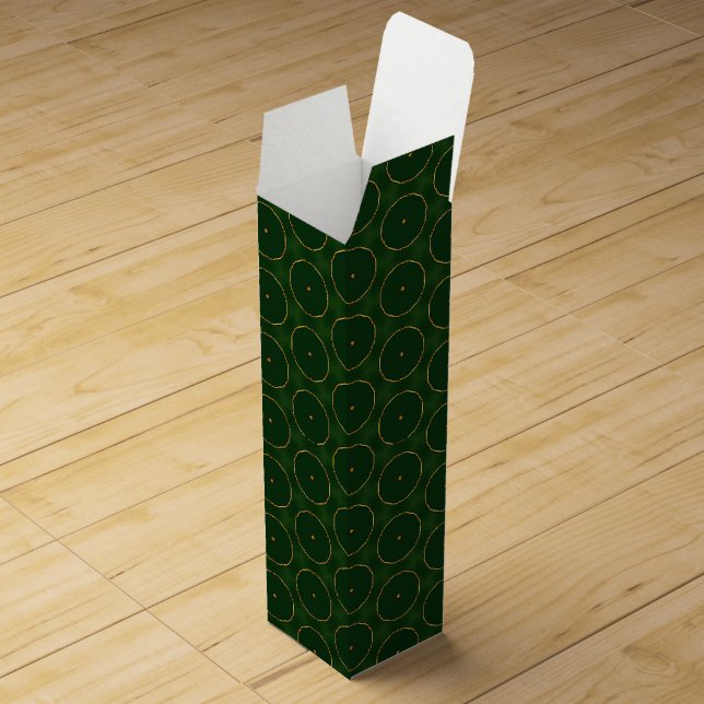 Chic Pine Green and Gold Decorative Christmas Wine Box (Opened)