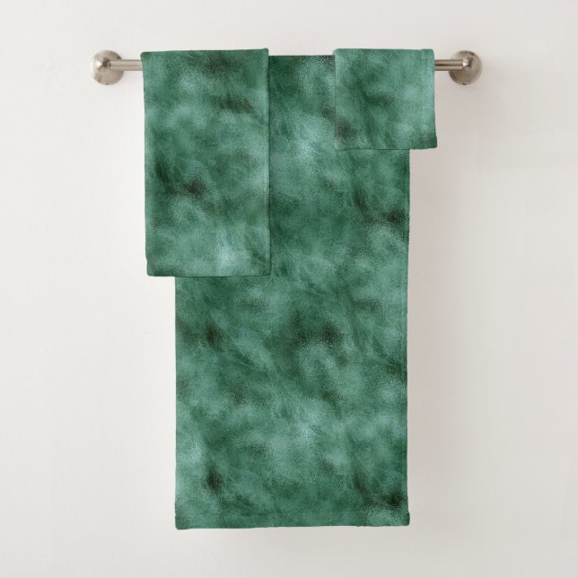 Chic Pine Teal Green Bath Towel Set (Insitu)